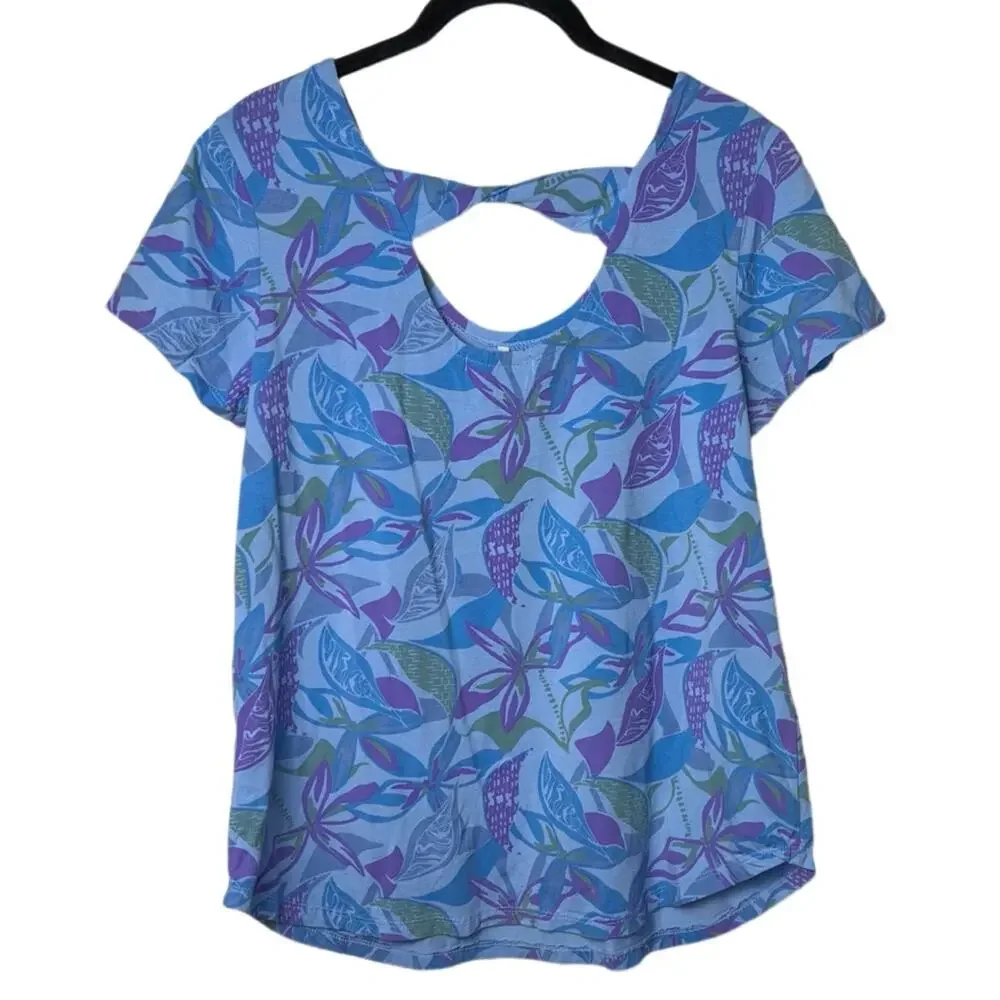 Fresh Produce Beachside Blooms Mika Twist Top Women's size XS purple.blue,green - Picture 2 of 15